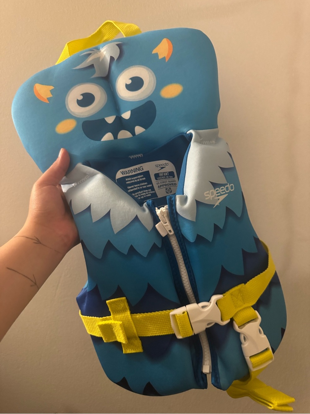 Speedo Blue Infant Monster Float Vest with Yellow Accents